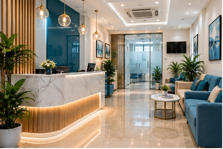 Illustrative modern dental clinic reception